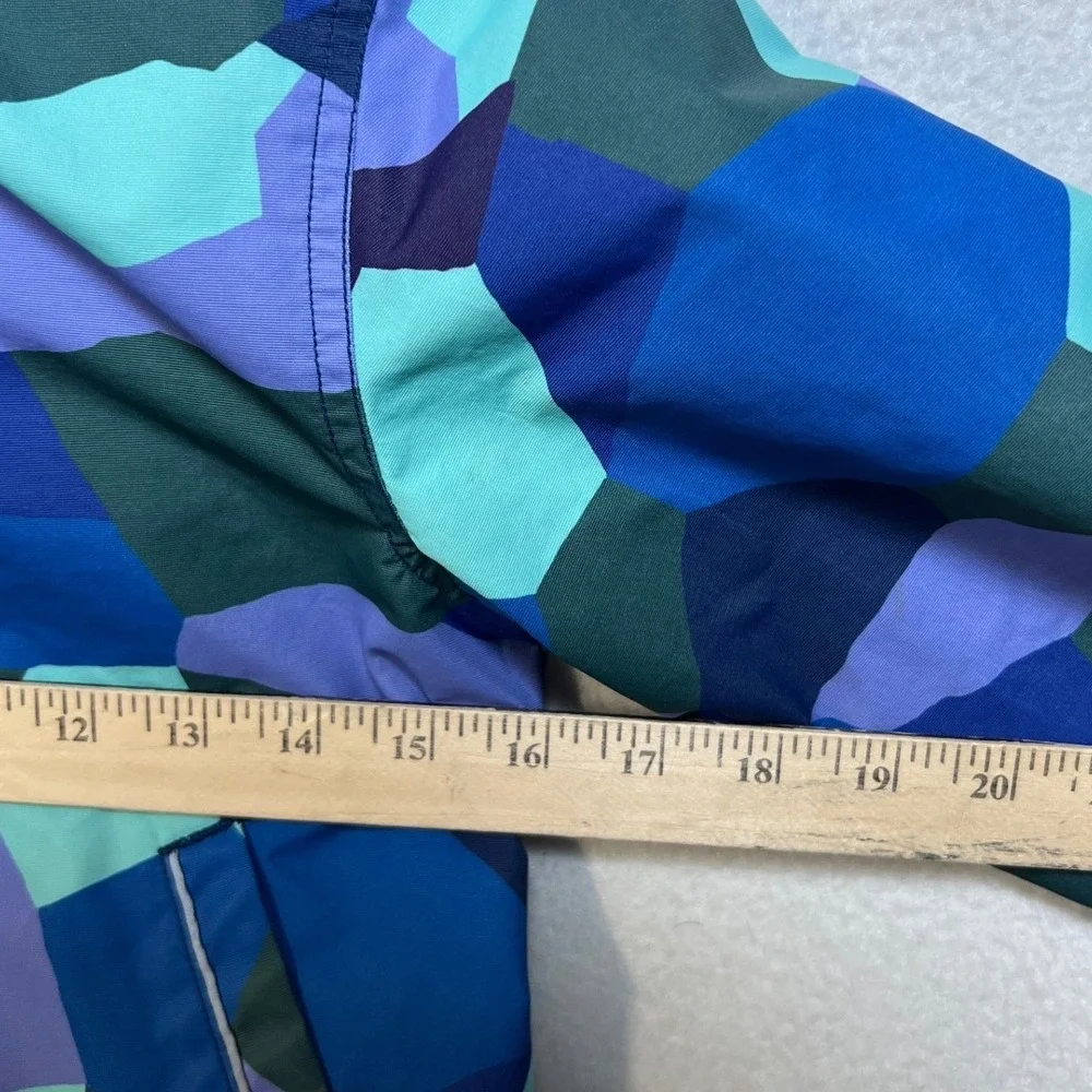 Hanna‎ Andersson Kids Blue Green Mosaic Geometric Hooded Coat Jacket 120 6-7